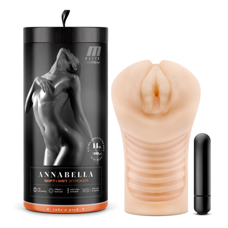 M Elite Soft and Wet - Annabella - Flesh Vibrating Vagina Stroker Flesh - Club X