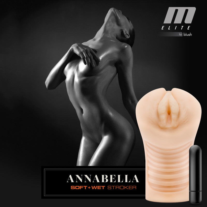 M Elite Soft and Wet - Annabella - Flesh Vibrating Vagina Stroker Blush Novelties