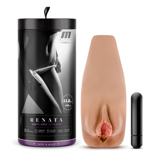 M Elite Soft and Wet - Renata - Tan Vibrating Vagina Stroker Tan - Club X