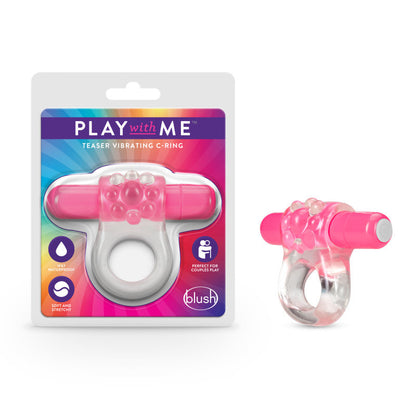 Play With Me Teaser Vibrating C-Ring - Clear/Pink Vibrating Cock Ring Blush Novelties