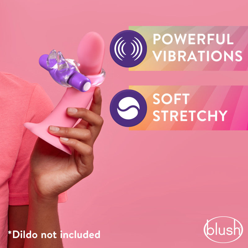 Play With Me Bull Vibrating C-Ring - Clear/Purple Vibrating Cock Ring Blush Novelties