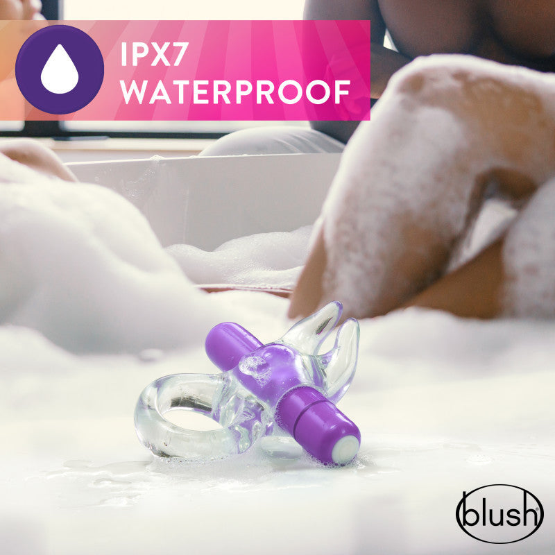 Play With Me Bull Vibrating C-Ring - Clear/Purple Vibrating Cock Ring Blush Novelties