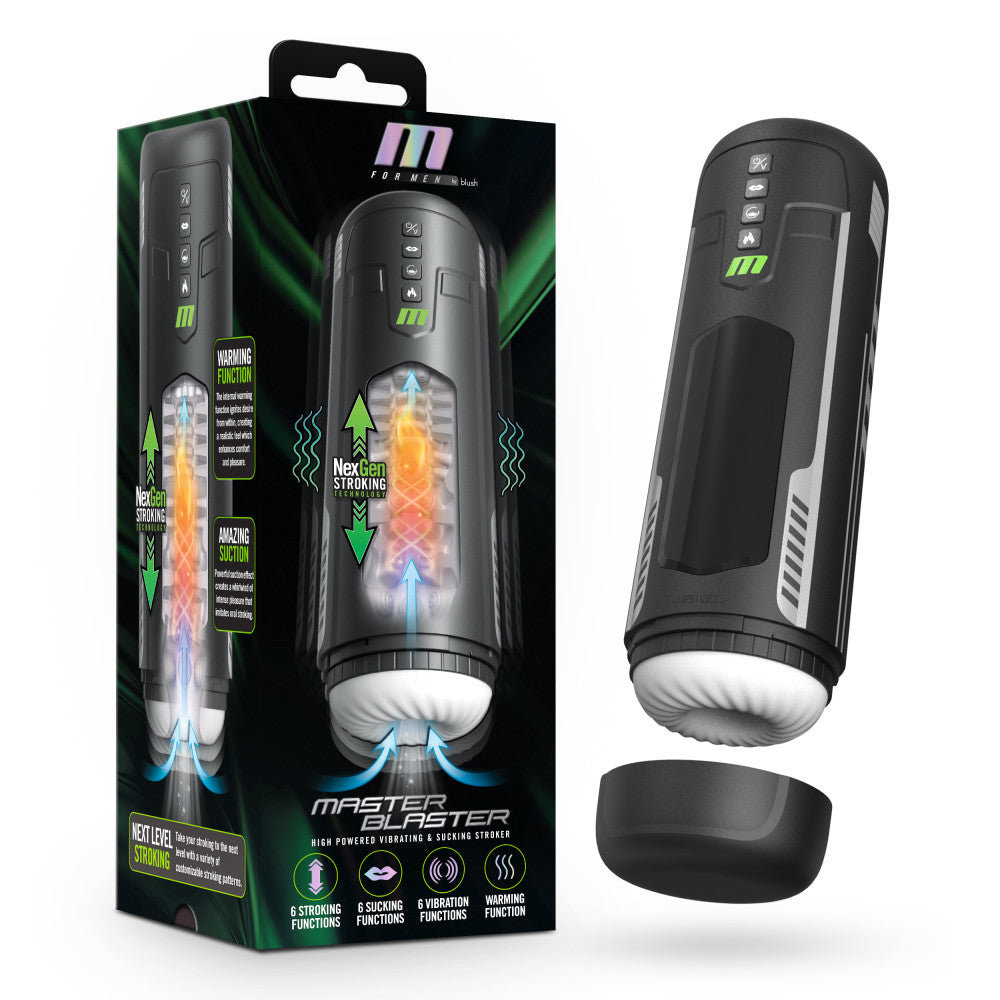 M For Men - Master Blaster - USB Rechargeable Vibrating & Sucking Auto Stroker Blush Novelties