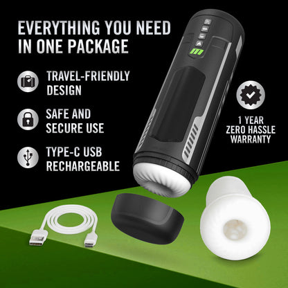 M For Men - Master Blaster - USB Rechargeable Vibrating & Sucking Auto Stroker Blush Novelties