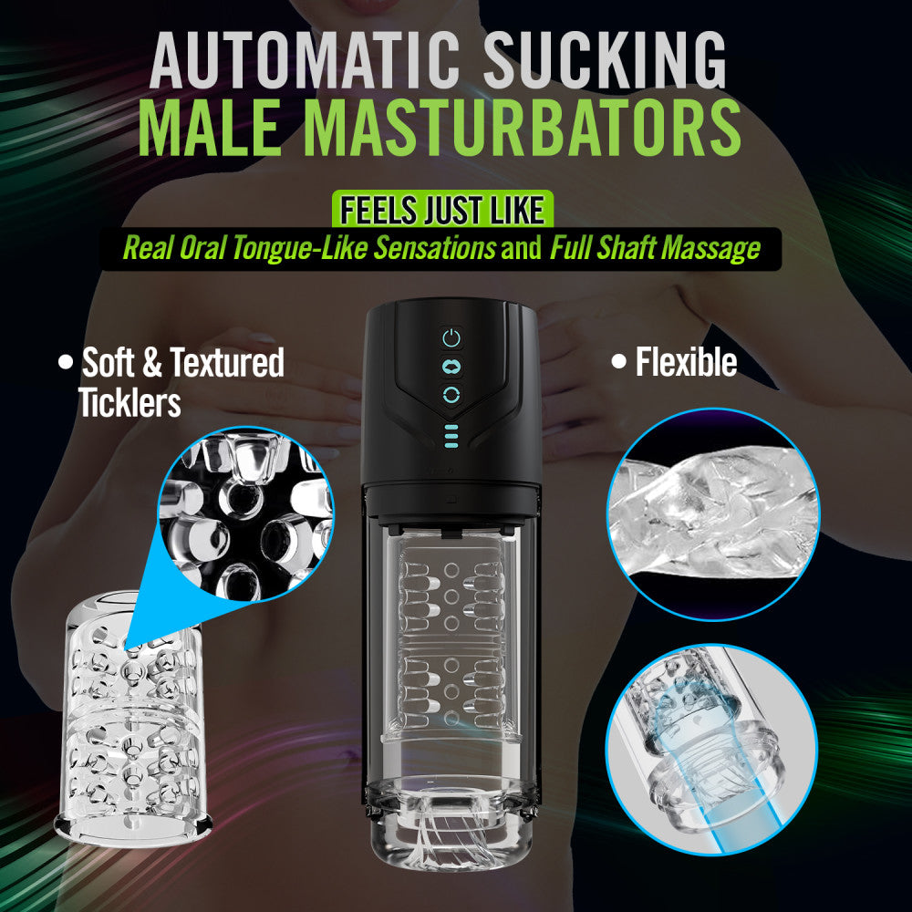 M For Men - Whirlwind Pro - Clear USB Rechargeable Rotating & Sucking Auto Stroker Blush Novelties