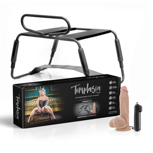 Temptasia Surrender Sex Chair - Black Sex Stool With Vibrating Dildo Black - Club X