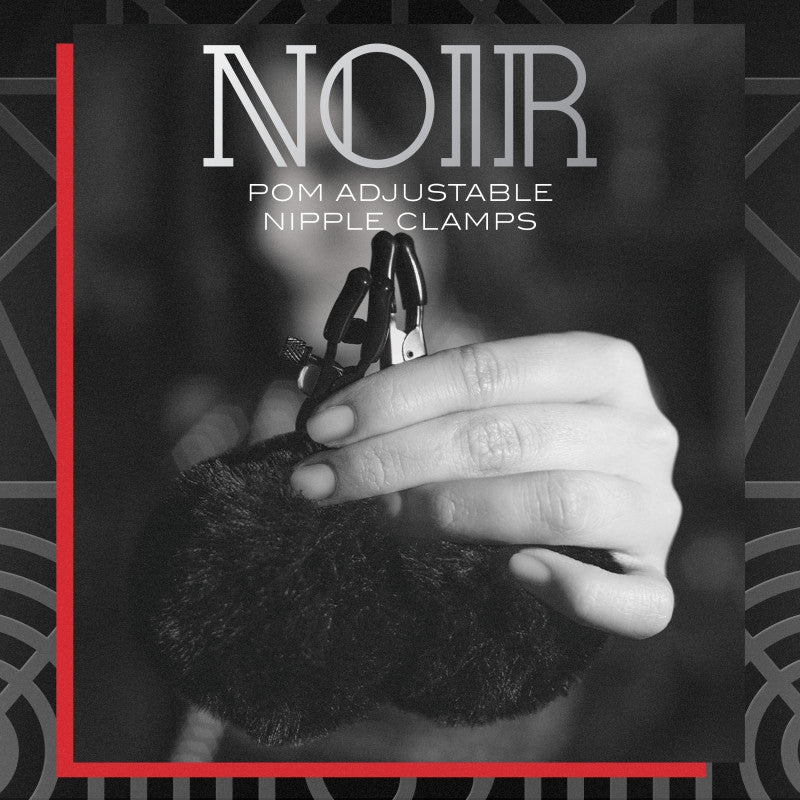 Noir Pom Adjustable Nipple Clamps - Black Furry Nipple Clamps Blush Novelties