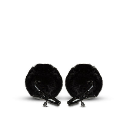 Noir Pom Adjustable Nipple Clamps - Black Furry Nipple Clamps Blush Novelties