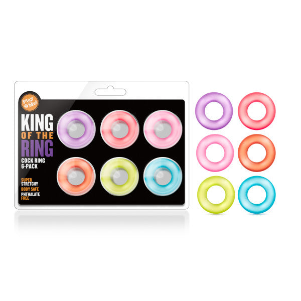 Play With Me - King of the Ring - Coloured Cock Rings - Set of 6 Blush Novelties