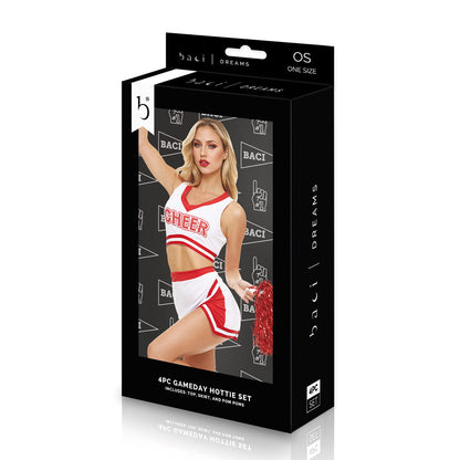 BACI DREAMS Gameday Hottie Set - White/Red Cheerleader Costume - One Size XGEN Products