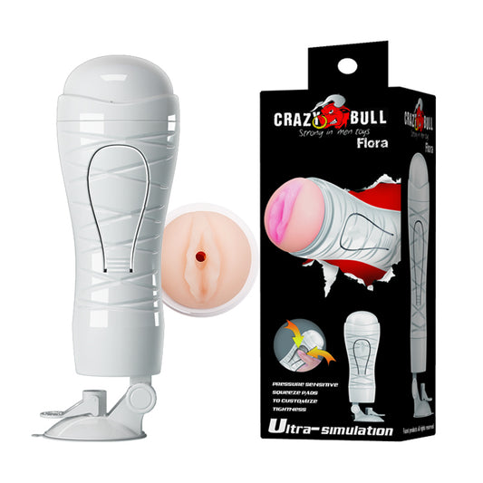 CRAZY BULL Flora Stroker - Flesh Squeezable Vagina Stroker with Suction Base Flesh - ClubX