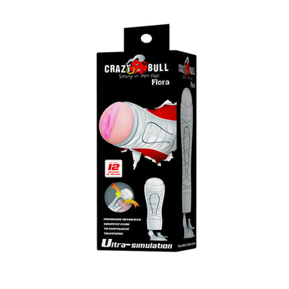 CRAZY BULL FLORA Vibrating Stroker - Flesh USB Rechargeable Vibrating Squeezeable Vagina Stroker with Suction Base Crazy Bull