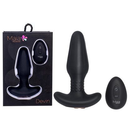 Maia DEVIN - Black USB Rechargeable Vibrating Butt Plug Maia Toys