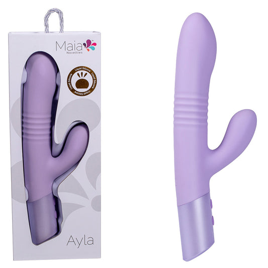 Maia AYLA - Lavender 24.4 cm USB Rechargeable Thrusting Rabbit Vibrator Purple - Club X