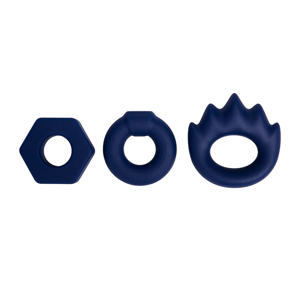 Maia LONZO - Blue Silicone Cock Rings - Set of 3 Maia Toys