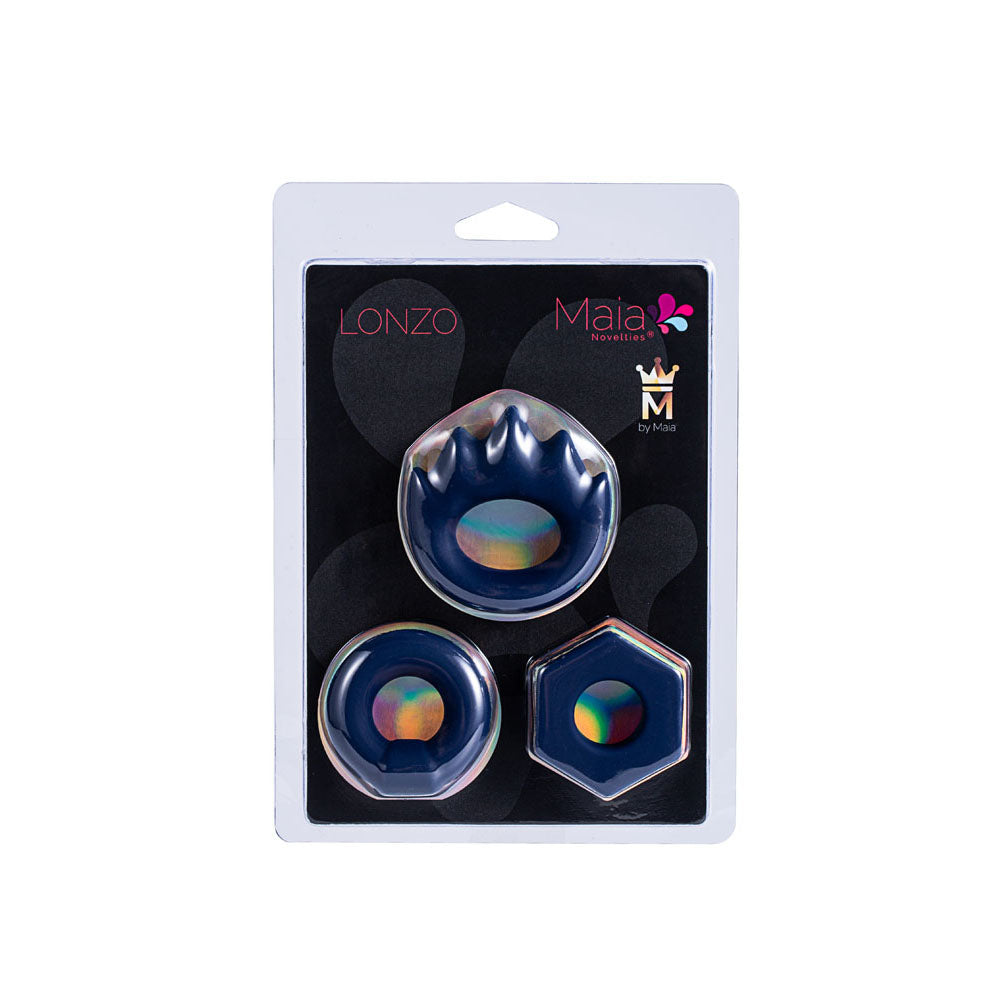 Maia LONZO - Blue Silicone Cock Rings - Set of 3 Maia Toys