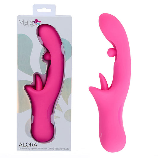 Maia ALORA - Pink 24.1 cm USB Rechargeable Rotating & Licking Vibrator Maia Toys