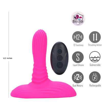 Maia ADIRA - Pink USB Rechargeable Thrusting Vibrator with Wireless Remote