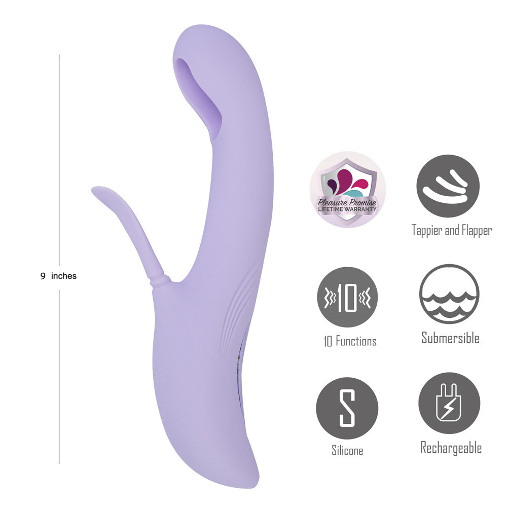 Maia CHARLI - Lavender 22.9 cm USB Rechargeable Flapping & Tapping Rabbit Vibrator Maia Toys