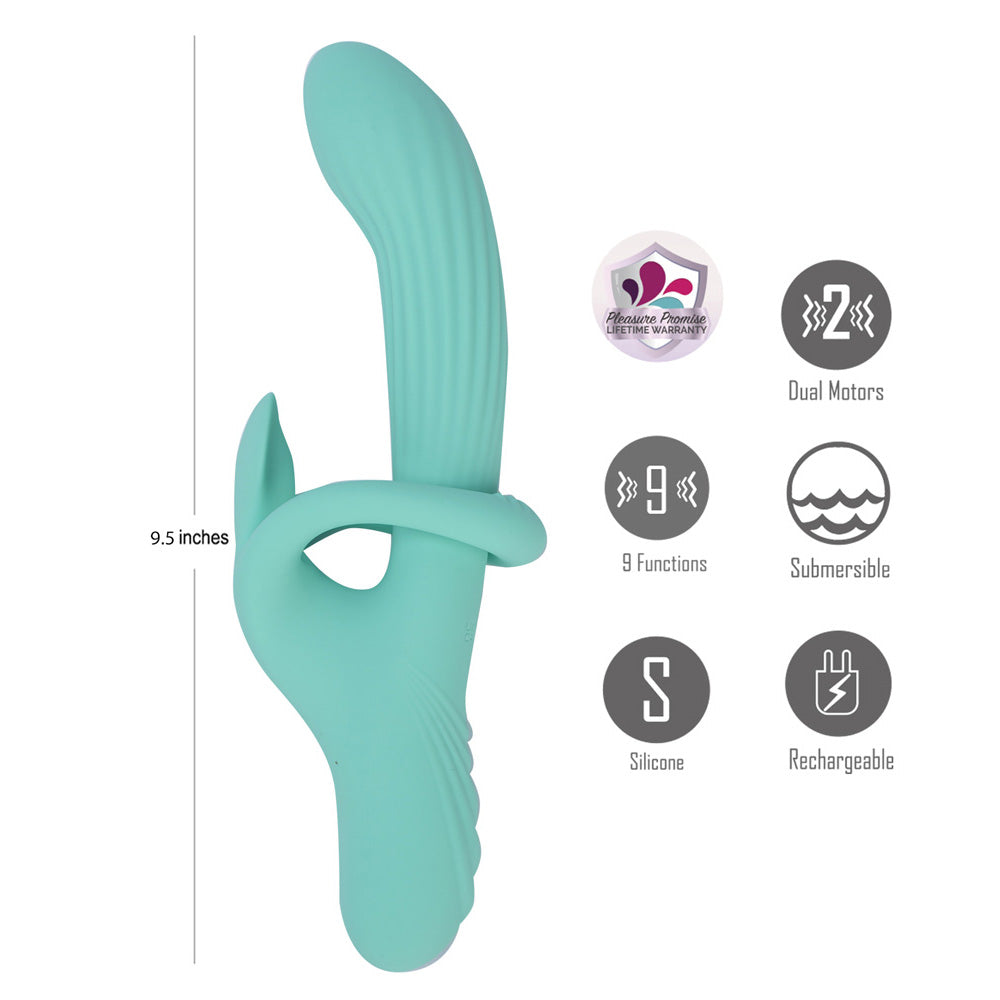 Maia TENLEY - Mint Green 24.1 cm USB Rechargeable Gyrating Rabbit Vibrator Maia Toys