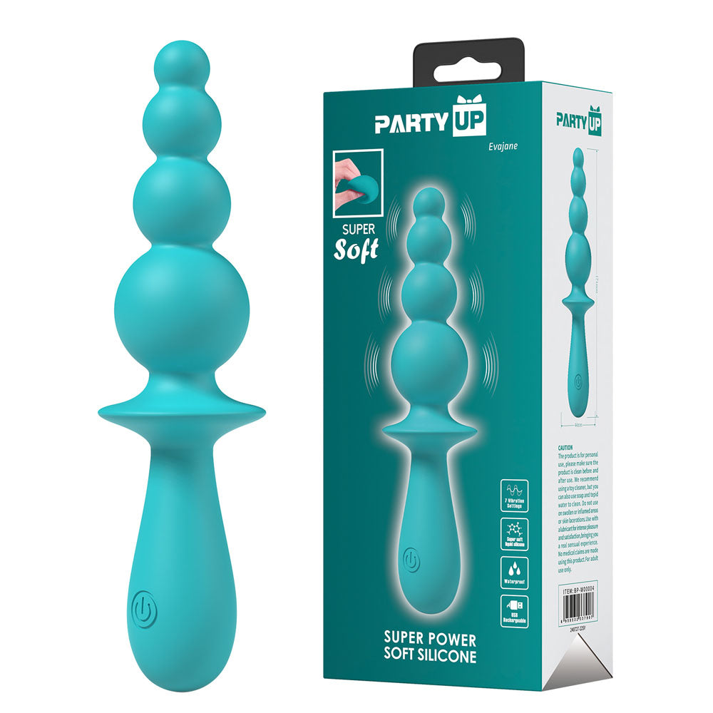 Party Up EVAJANE - Teal - Teal 17.1 cm USB Rechargeable Beaded Vibrator Party Up