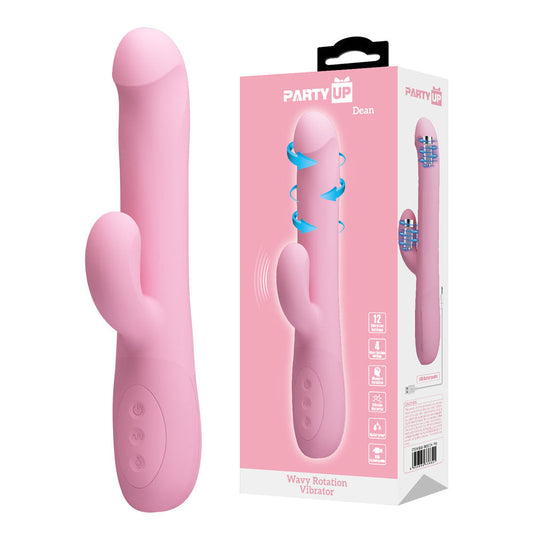 Party Up DEAN Wavy Rotation Vibe - Pink - Pink 23.8 cm USB Rechargeable Rotating Rabbit Vibrator Party Up