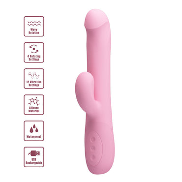 Party Up DEAN Wavy Rotation Vibe - Pink - Pink 23.8 cm USB Rechargeable Rotating Rabbit Vibrator Party Up