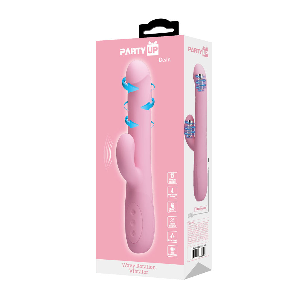 Party Up DEAN Wavy Rotation Vibe - Pink - Pink 23.8 cm USB Rechargeable Rotating Rabbit Vibrator Party Up