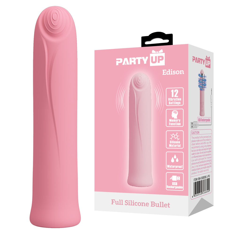 Party Up EDISON Bullet - Pink - Pink 10.3 cm USB Rechargeable Bullet Party Up