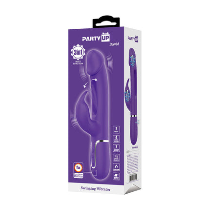 Party Up DAVID Swinging Vibe - Purple - Purple 23.2 cm USB Rechargeable Rabbit Vibrator with Flicking Arm Party Up