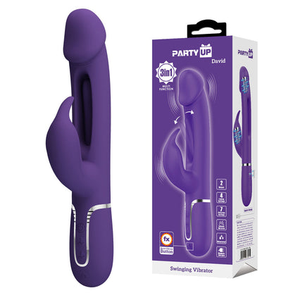 Party Up DAVID Swinging Vibe - Purple - Purple 23.2 cm USB Rechargeable Rabbit Vibrator with Flicking Arm Party Up