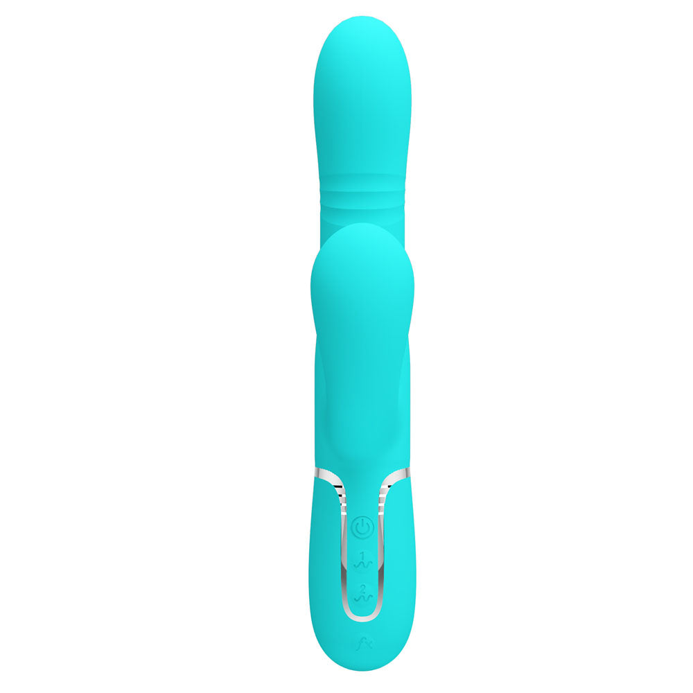 Party Up PAUL Rolling Beads Vibrator - Teal - Teal 22.6 cm USB Rechargeable Thrusting Rabbit Vibrator Party Up