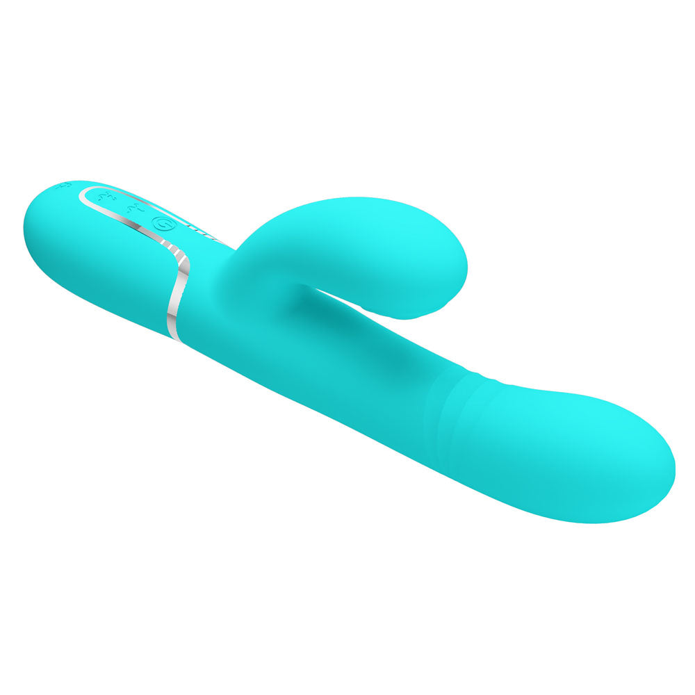 Party Up PAUL Rolling Beads Vibrator - Teal - Teal 22.6 cm USB Rechargeable Thrusting Rabbit Vibrator Party Up