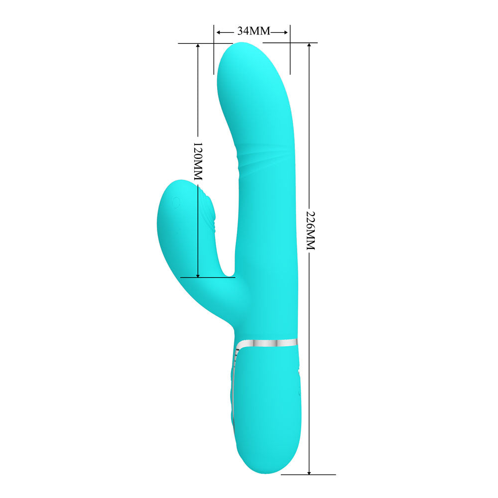 Party Up PAUL Rolling Beads Vibrator - Teal - Teal 22.6 cm USB Rechargeable Thrusting Rabbit Vibrator Party Up