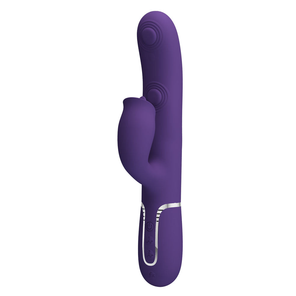 Party Up ALAN Dual Motor Vibrator - Purple - Purple 22.8 cm USB Rechargeable Vibrator with Licking Clit Stimulator and Thumping Shaft Party Up
