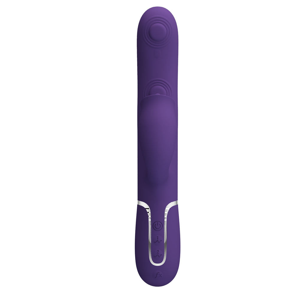 Party Up ALAN Dual Motor Vibrator - Purple - Purple 22.8 cm USB Rechargeable Vibrator with Licking Clit Stimulator and Thumping Shaft Party Up