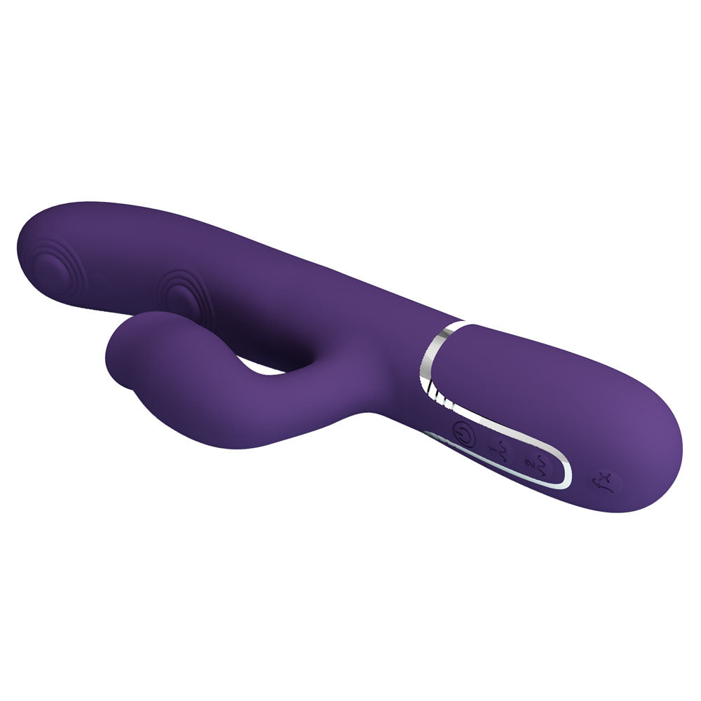 Party Up ALAN Dual Motor Vibrator - Purple - Purple 22.8 cm USB Rechargeable Vibrator with Licking Clit Stimulator and Thumping Shaft Party Up