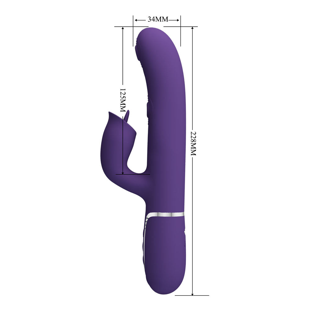Party Up ALAN Dual Motor Vibrator - Purple - Purple 22.8 cm USB Rechargeable Vibrator with Licking Clit Stimulator and Thumping Shaft Party Up