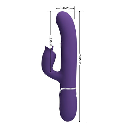 Party Up ALAN Dual Motor Vibrator - Purple - Purple 22.8 cm USB Rechargeable Vibrator with Licking Clit Stimulator and Thumping Shaft Party Up