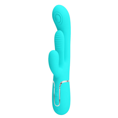 Party Up ANDY Multi Function Vibrator - Teal - Teal 22.2 cm USB Rechargeable Rabbit Vibrator with Flicking and Thumping Tip Party Up