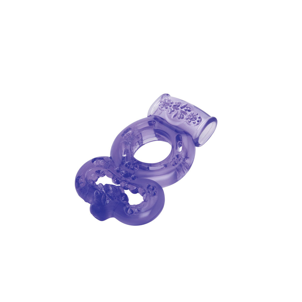 Bodywand Rechargeable Duo Ring - Purple USB Rechargable Vibrating Cock Ring Bodywand