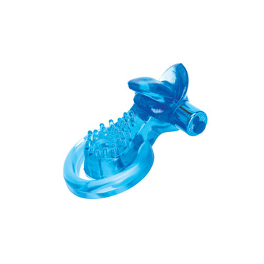 Bodywand Rechargeable Duo Ring with Clit Tickler - Blue USB Rechargeable Vibrating Cock Ring Bodywand