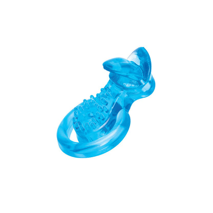 Bodywand Rechargeable Duo Ring with Clit Tickler - Blue USB Rechargeable Vibrating Cock Ring Bodywand