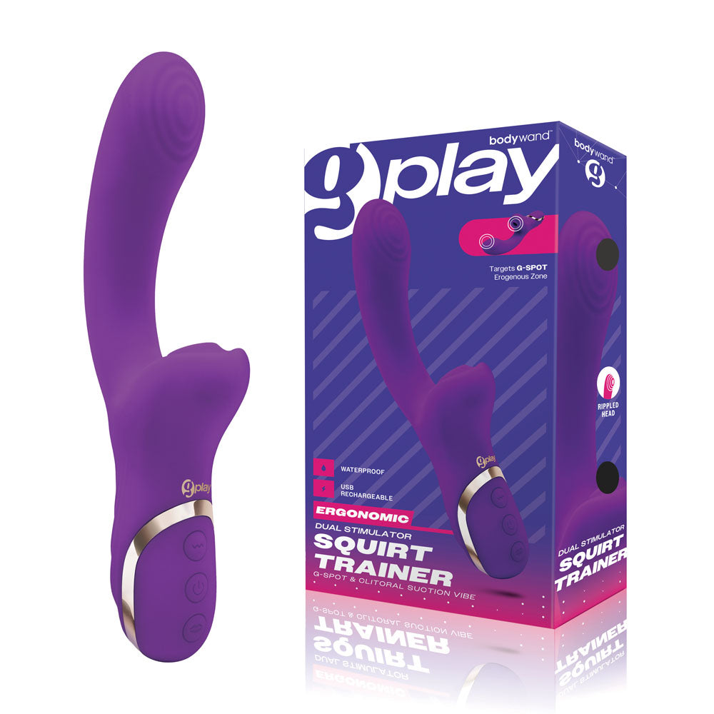 Bodywand G-Play Dual Stimulator Squirt Trainer - Purple 22 cm USB Rechargeable Rabbit Vibrator with Air Pulsation Bodywand