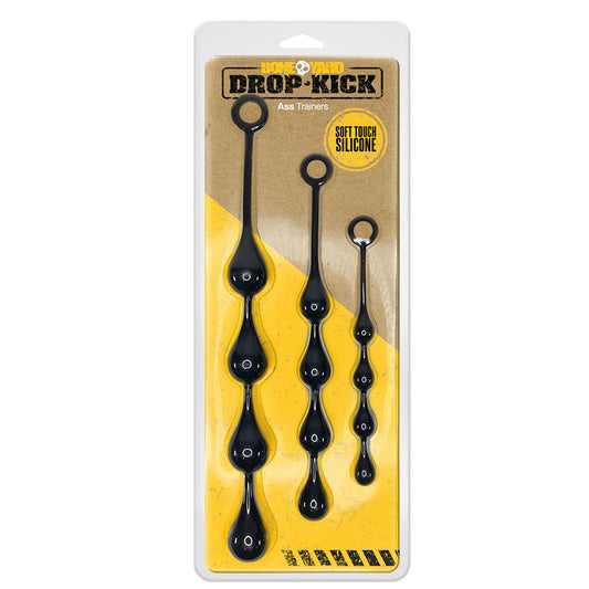Boneyard Drop-Kick Ass Trainers - Black Anal Beads - Set of 3 Sizes Black - Club X