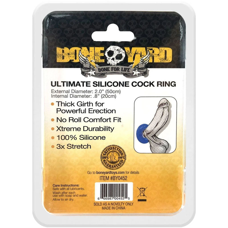 Boneyard Ultimate Silicone Cock Ring Blue - Blue 50mm Cock Ring Boneyard