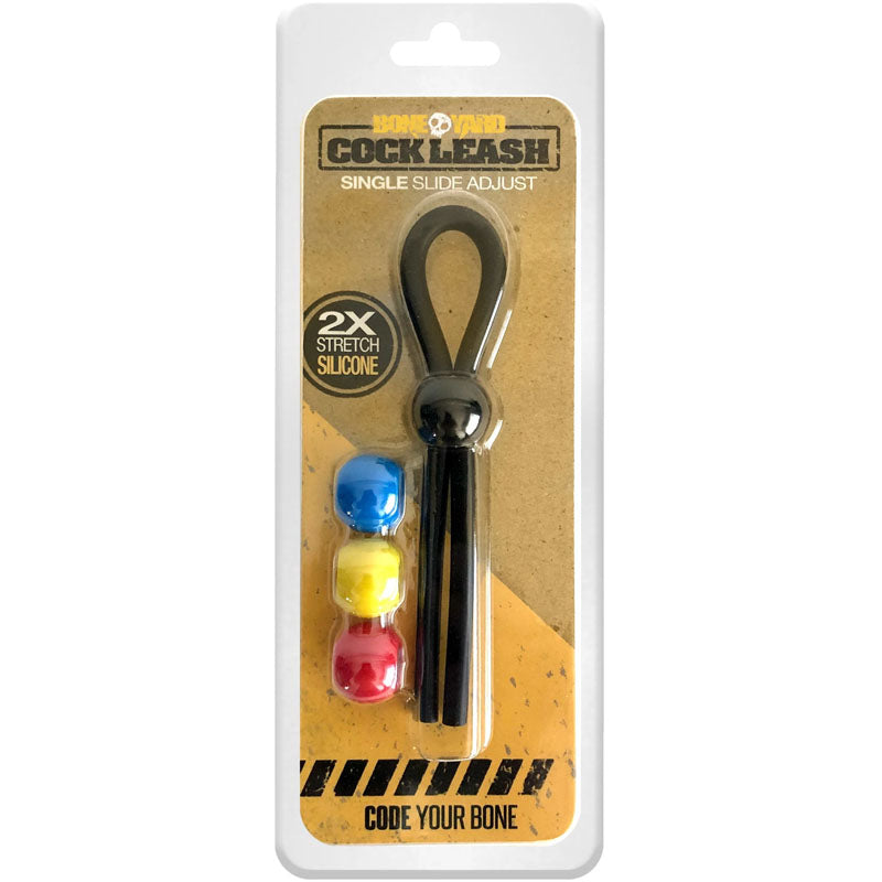Boneyard Cock Leash Single - Black Adjustable Cock Lasso Ring Boneyard