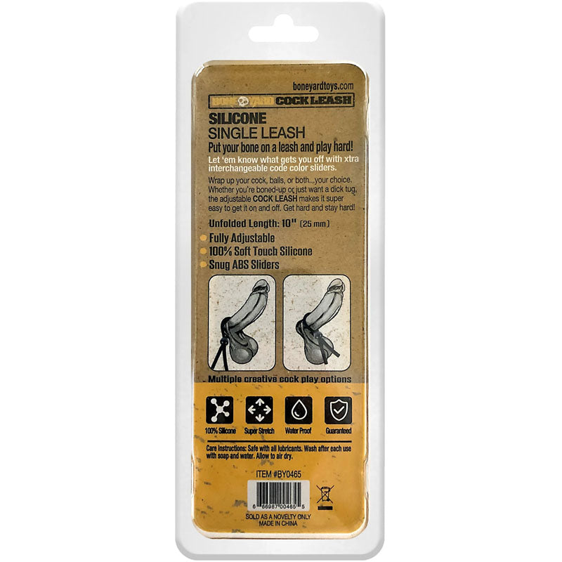 Boneyard Cock Leash Single - Black Adjustable Cock Lasso Ring Boneyard