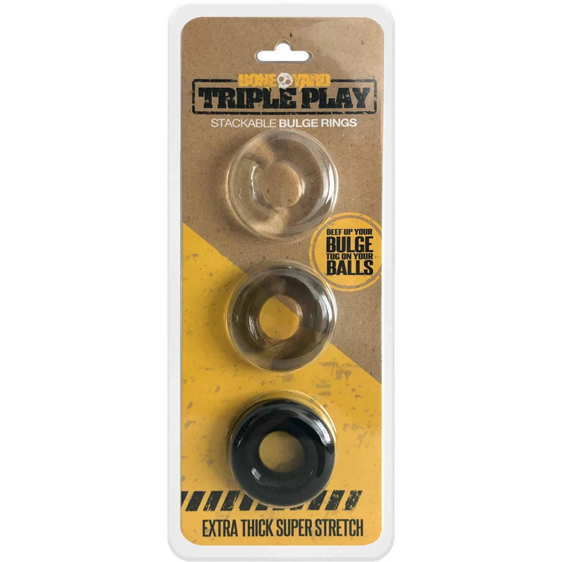 Boneyard Triple Play Cock Rings - 3 Pack C1 Releasing