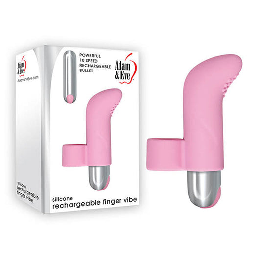 Adam & Eve Silicone Rechargeable Finger Vibe - Pink USB Rechargeable Finger Stimulator Adam & Eve